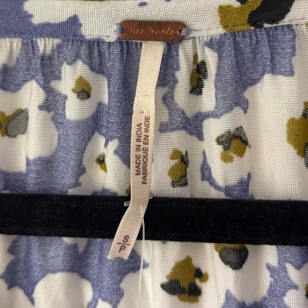 Free People Love Letter Tunic Rain Combo Blue White Floral Daisy Sheer Boho